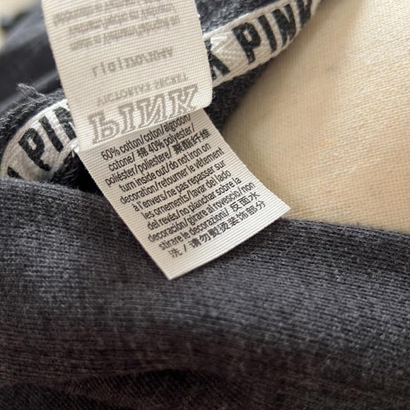 Victoria’s Secret PINK Women’s Gray Long Sleeve Cross Neck Hoodie Sweatshirt SzL - Picture 5 of 5